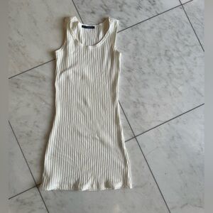 Brandy Melville Ribbed Cream Sleeveless Dress